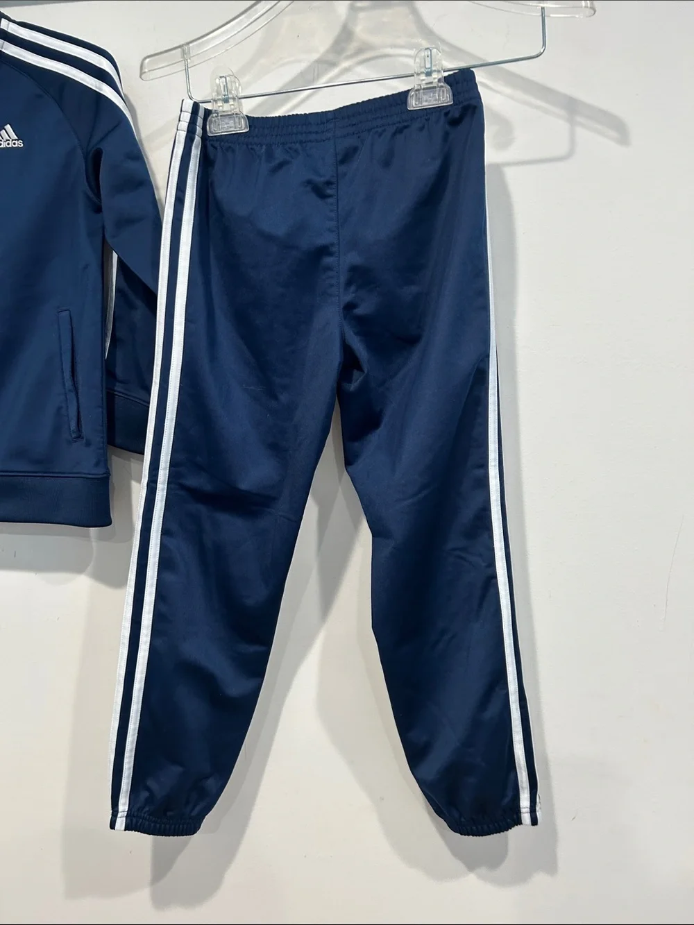 adidas Navy blue and White 3-Stripe Kids Track coaches Jacket & Pants set